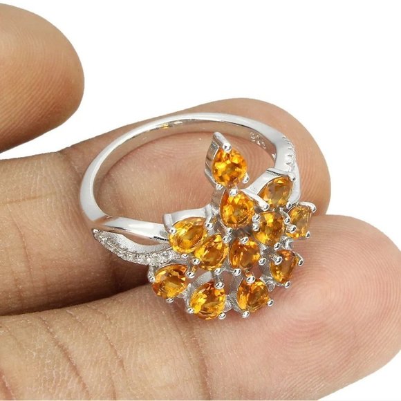 Citrine Ring, Bling Statement Ring, Gemstone Ring, Birthstone Ring, Mothers Ring - Picture 3 of 6